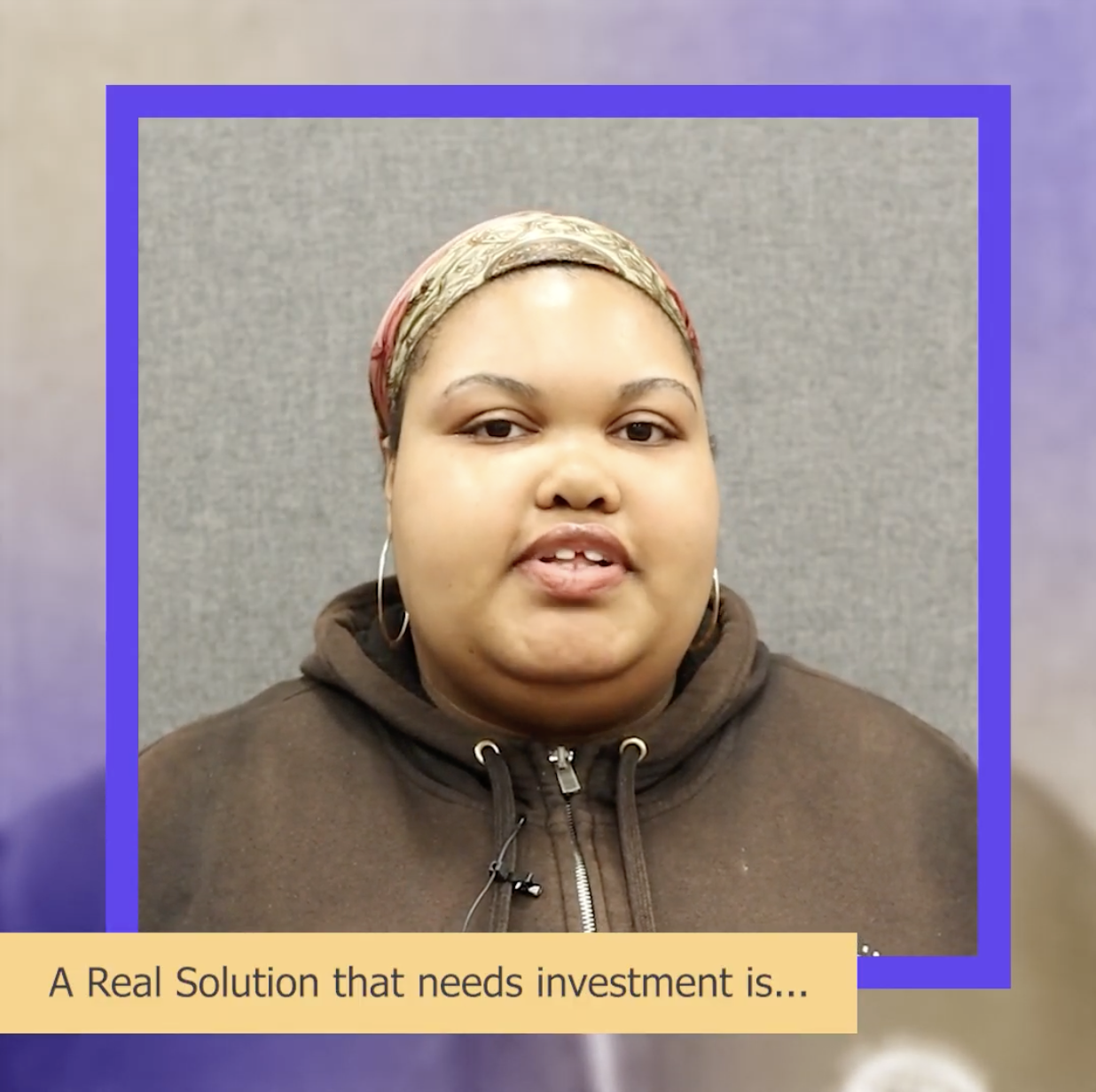 Richmond resident answering "A real solution that needs investment is..." during a community interview